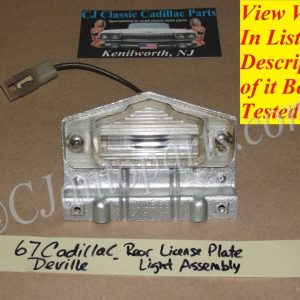 RESTORED 1967 Cadillac Deville Calais Fleetwood REAR BUMPER LICENSE PLATE LIGHT LAMP LENS HOUSING #911481